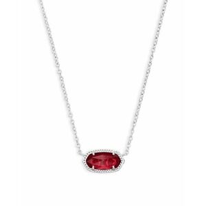 Kendra Scott Elisa Silver Pendant Necklace in Berry Glass w/ Bag